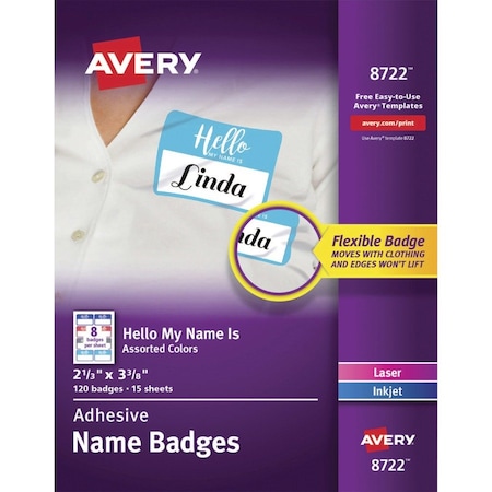 Avery Tag, "Hello", Rem, Asst, 120Pk AVE08722